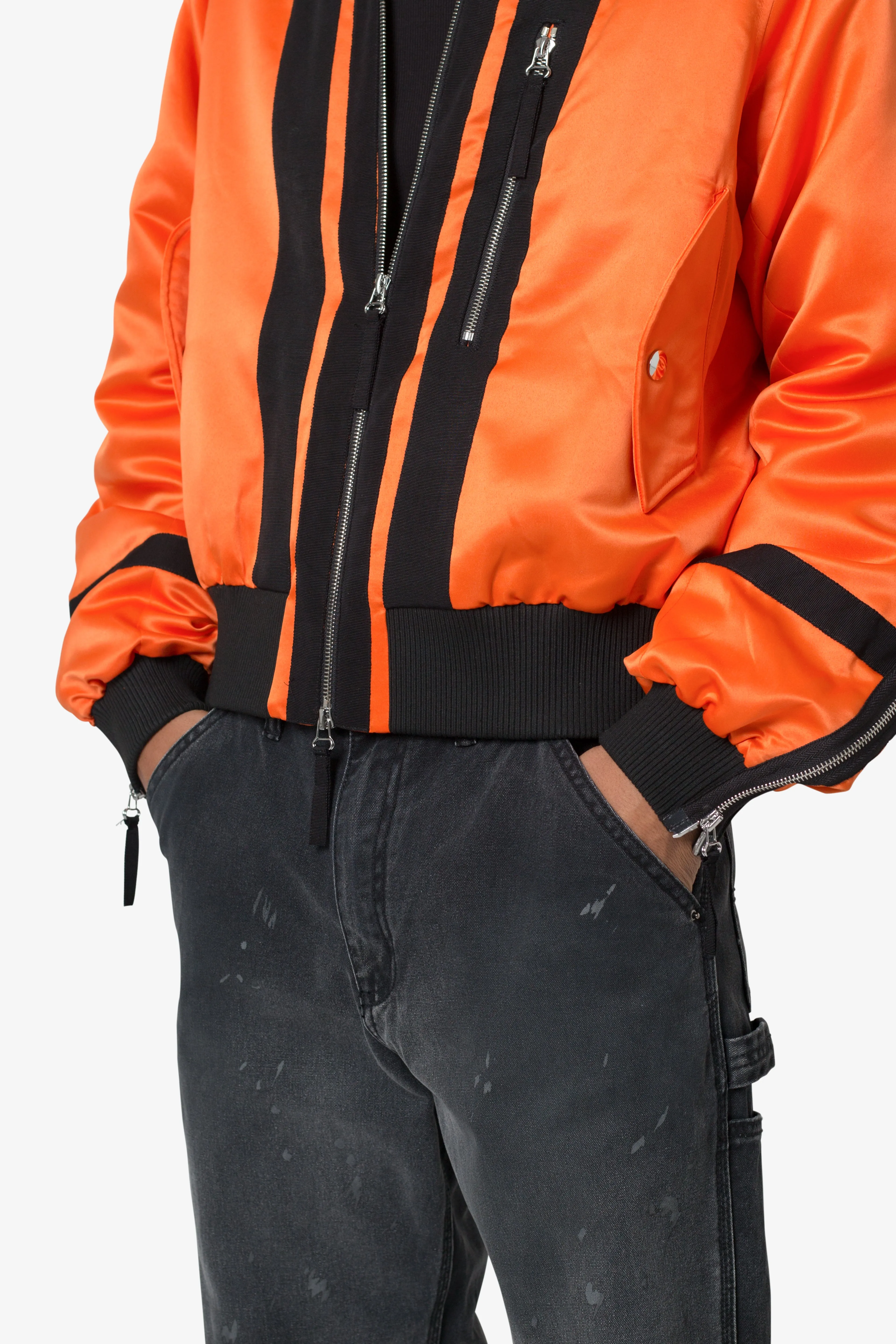 Taped Bomber Jacket - Orange/Black