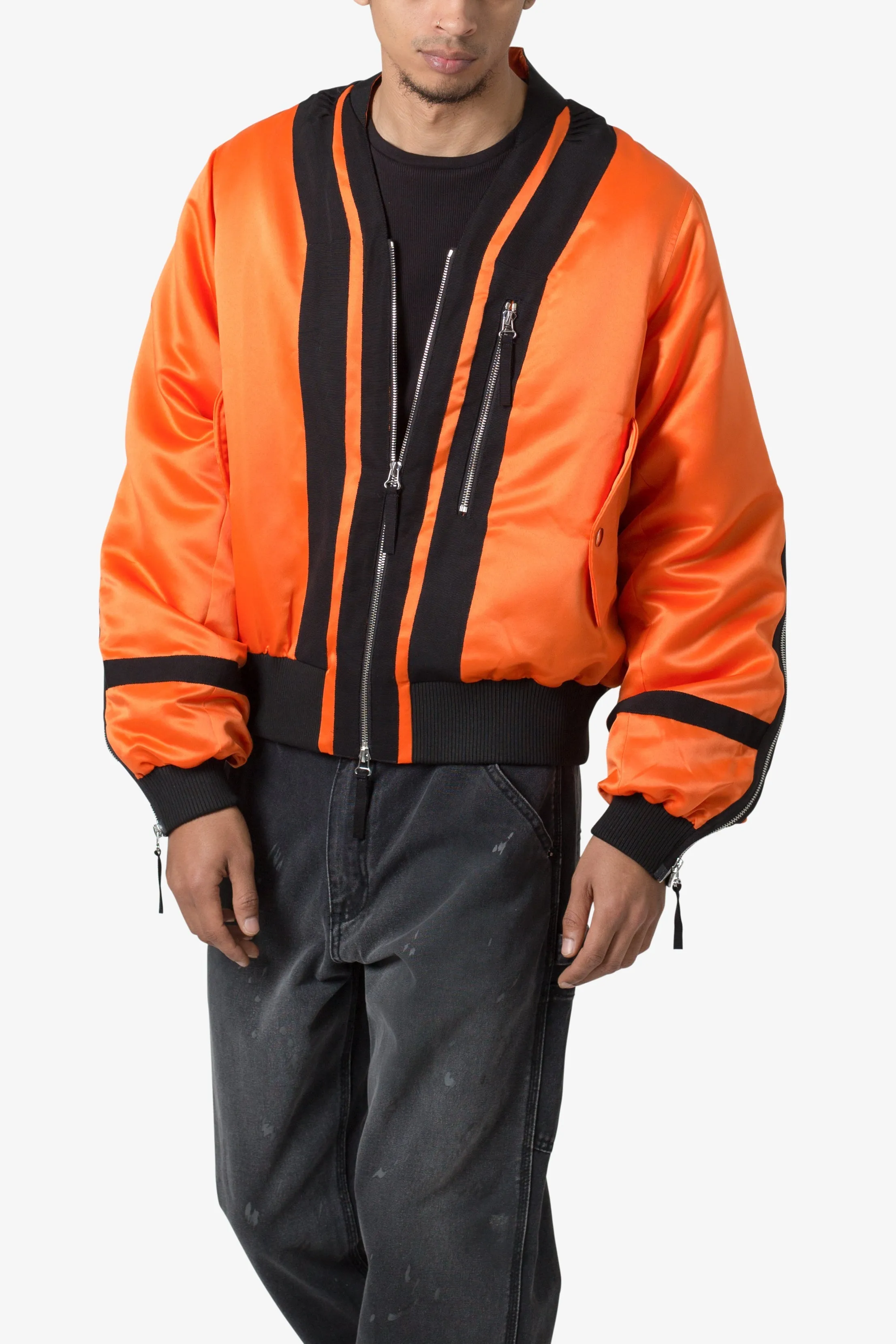 Taped Bomber Jacket - Orange/Black