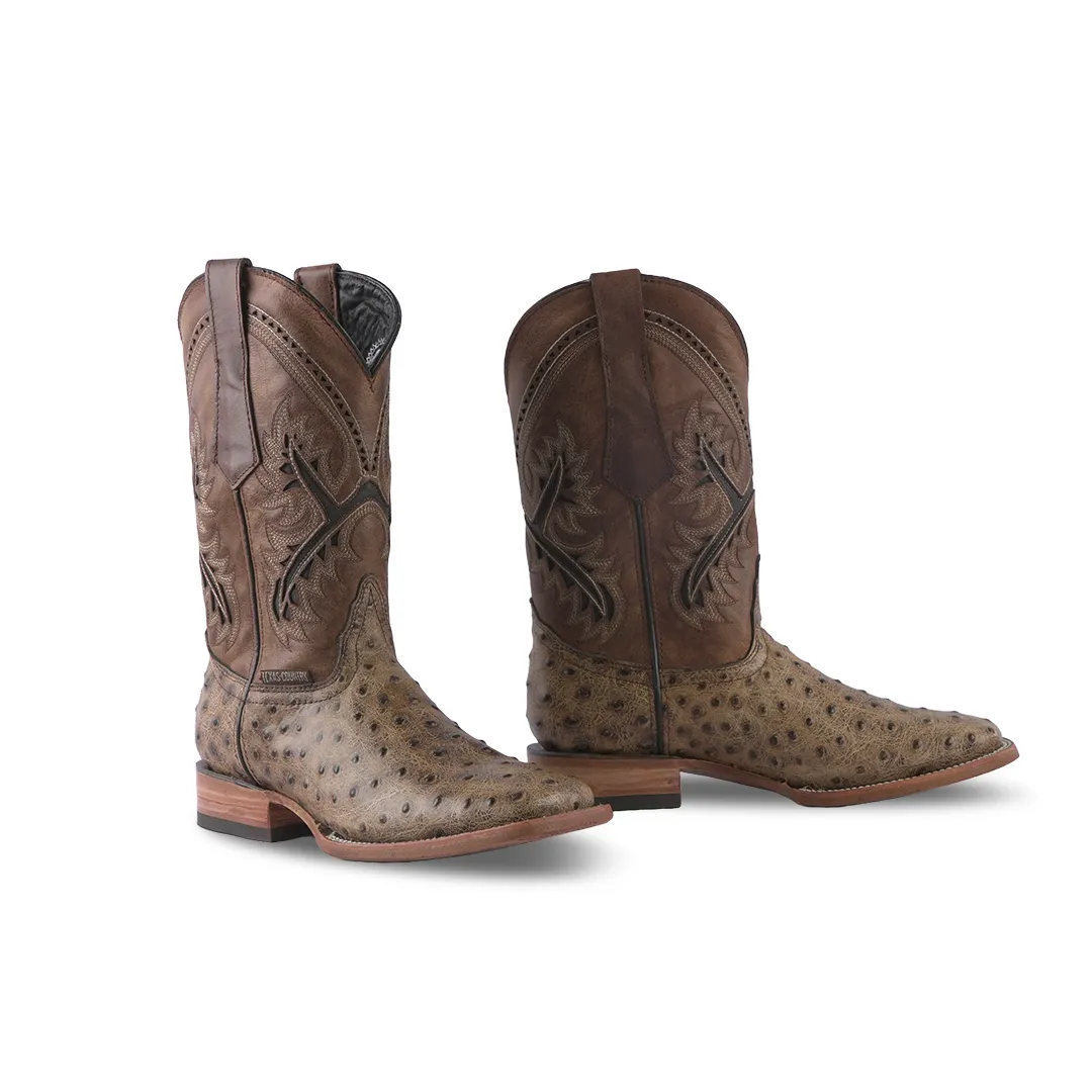 Texas Country Western Boot Ostrich Ranch CC Camel Est 593