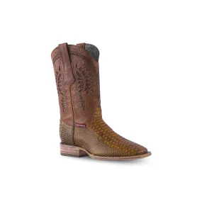 Texas Country Western Boot Python Print Musgo Miel E594