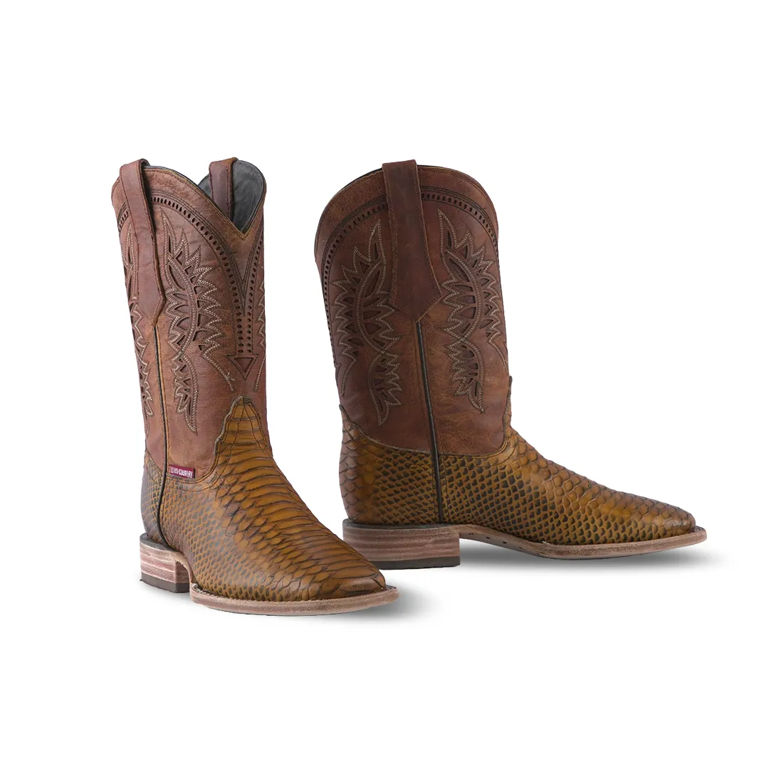 Texas Country Western Boot Python Print Musgo Miel E594