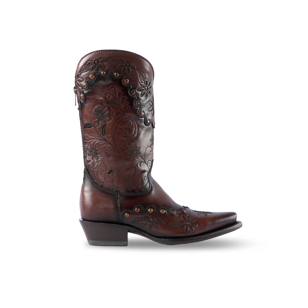 Womens Texas Country Western Boot Bora Cafe with Retro Toe E772