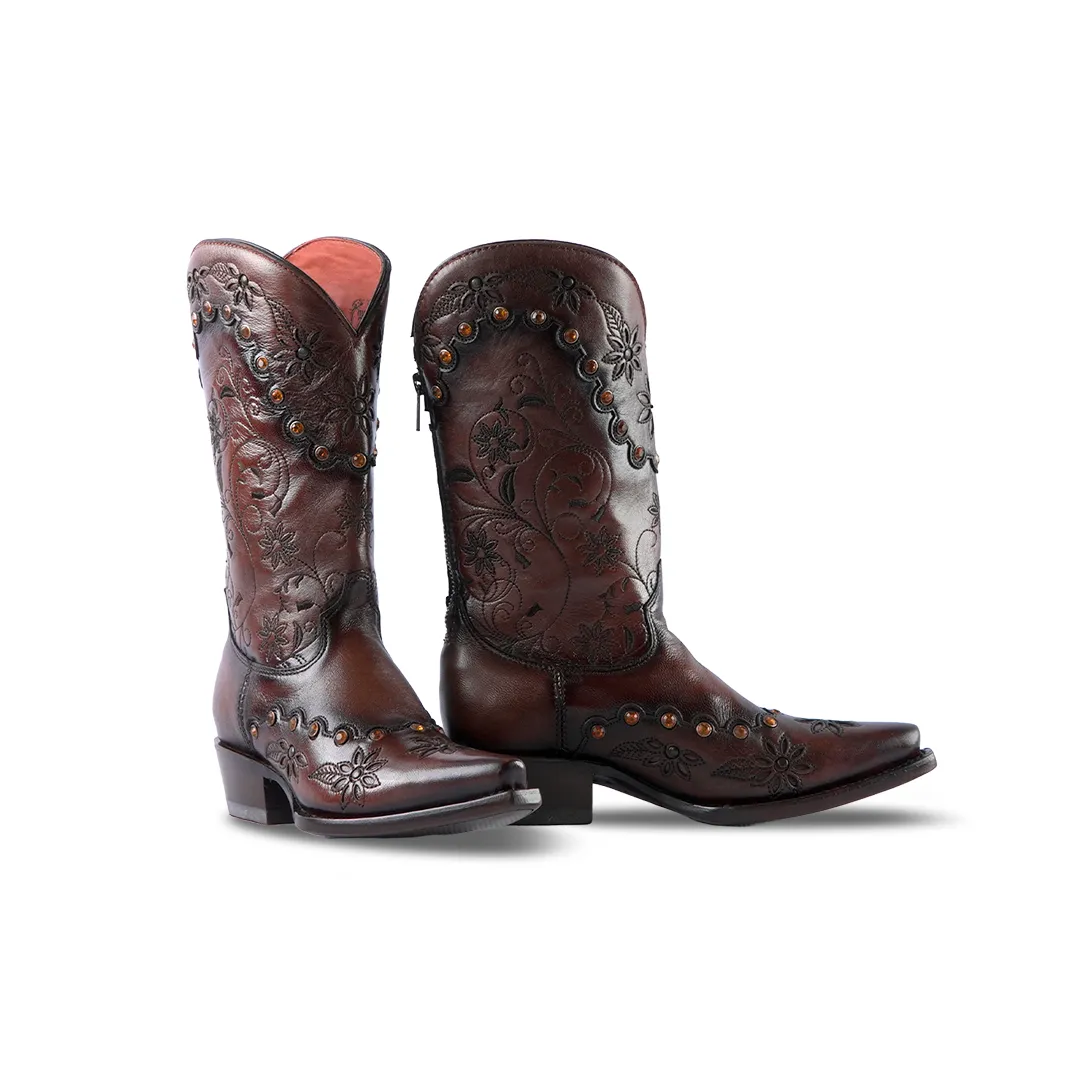 Womens Texas Country Western Boot Bora Cafe with Retro Toe E772