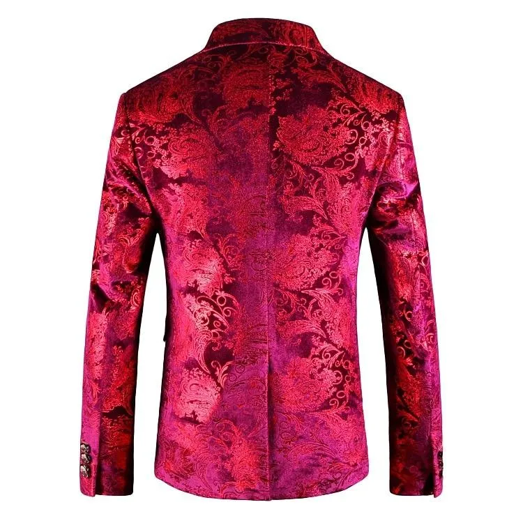 The Bordeaux Velvet Slim Fit Blazer Suit Jacket