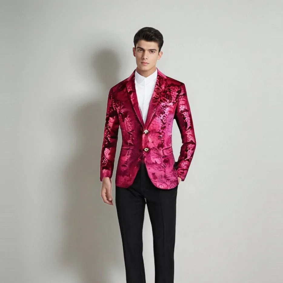 The Bordeaux Velvet Slim Fit Blazer Suit Jacket