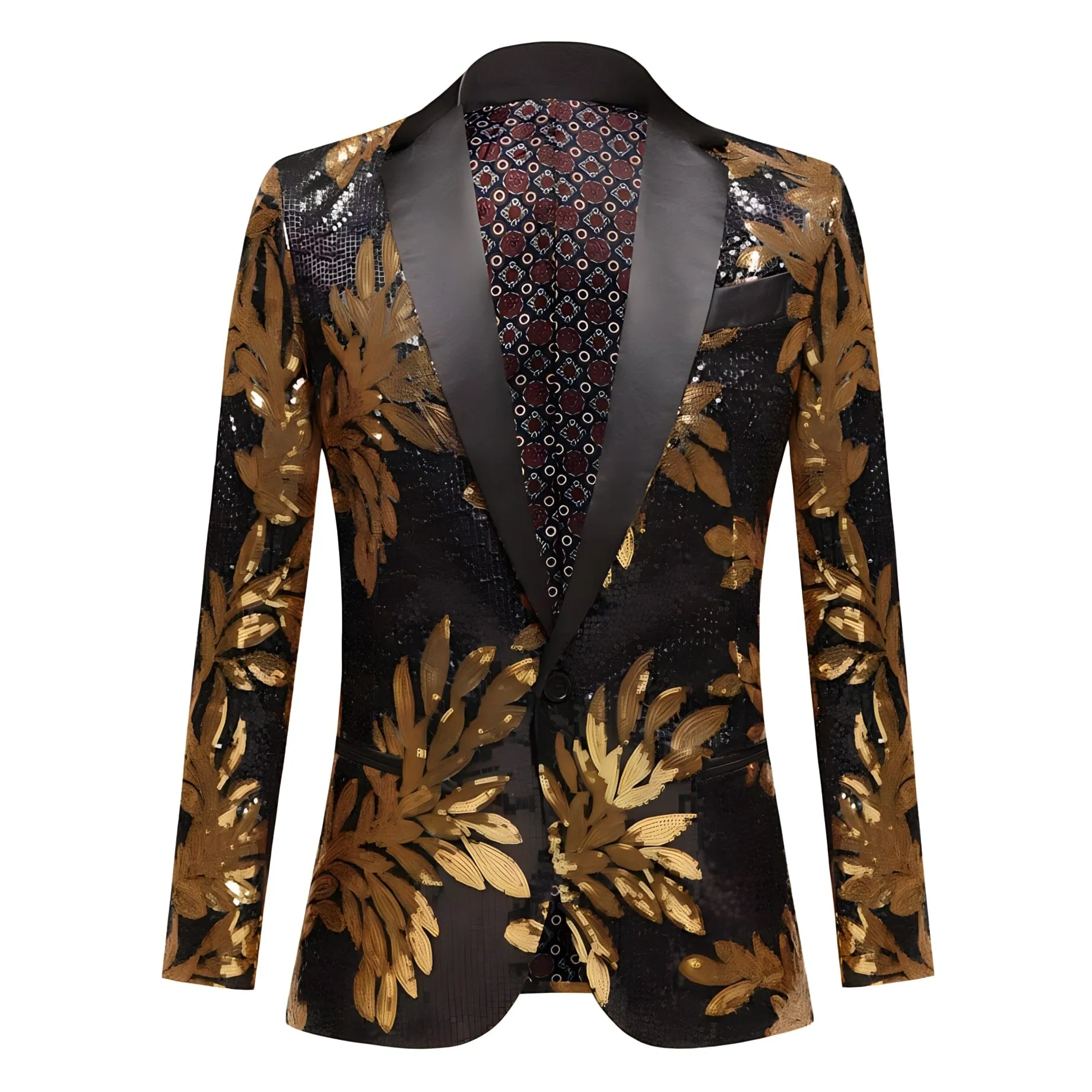 The Golden Palm Sequin Slim Fit Blazer Suit Jacket