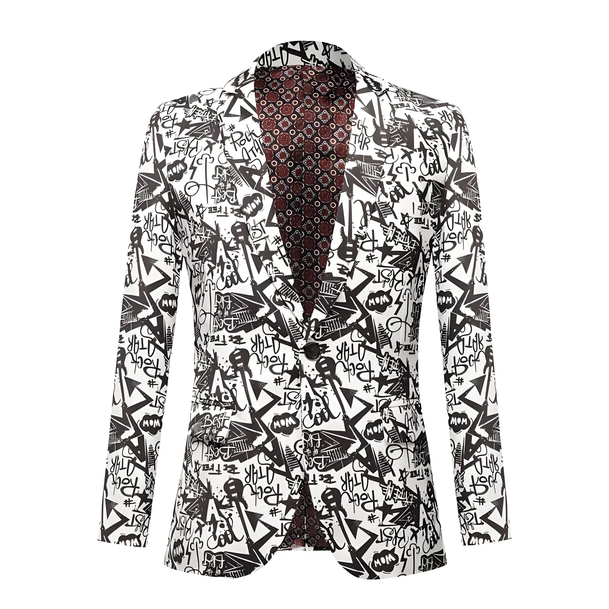 The Rock Star Pop Art Slim Fit Blazer Suit Jacket