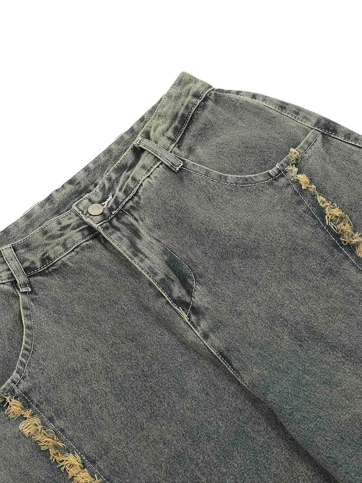 Thesupermade Distressed Raw Edge Baggy Jeans