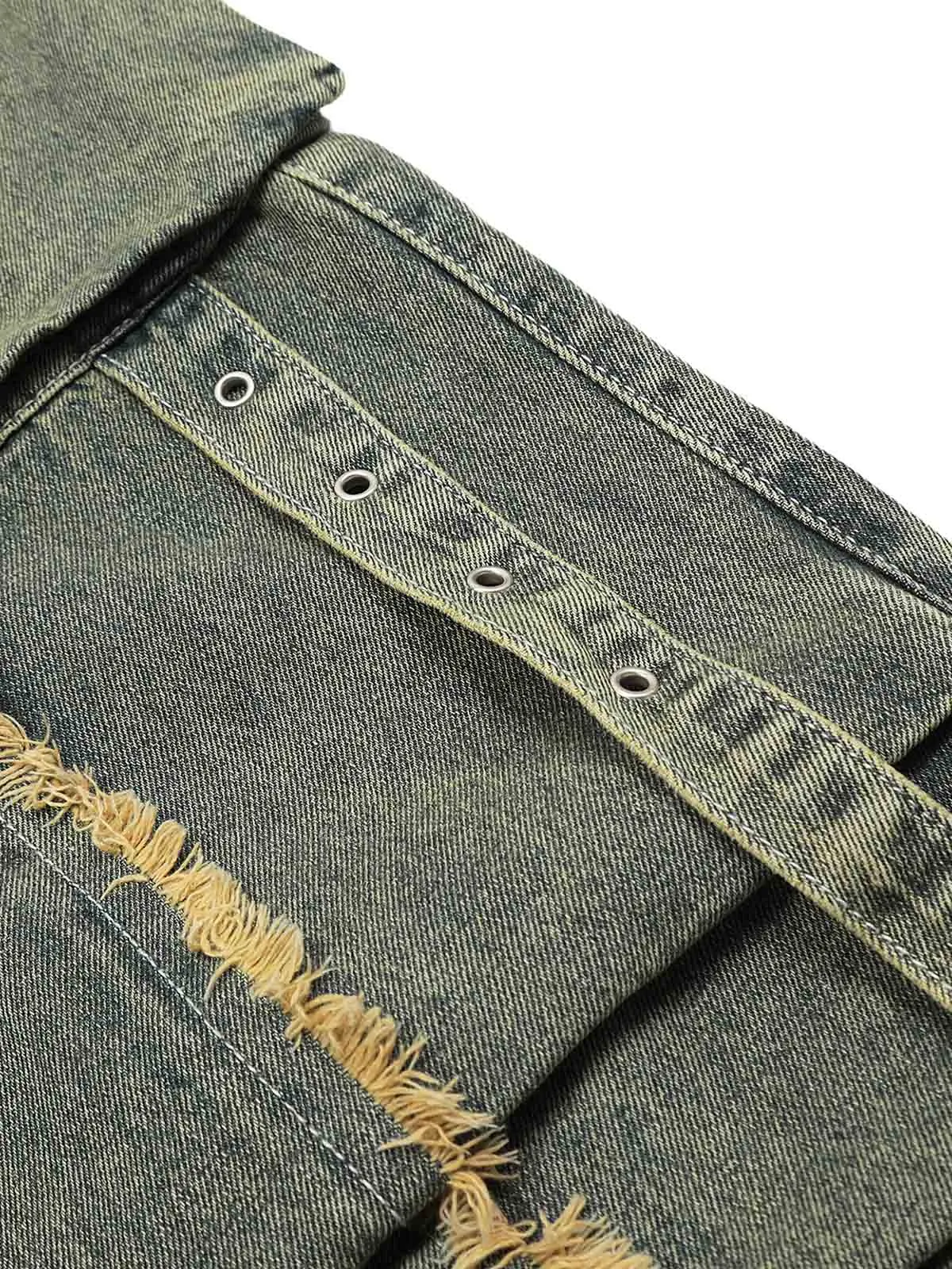 Thesupermade Distressed Raw Edge Baggy Jeans