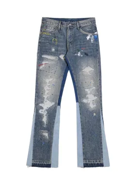 Thesupermade Splashing Ink Patchwork Jeans