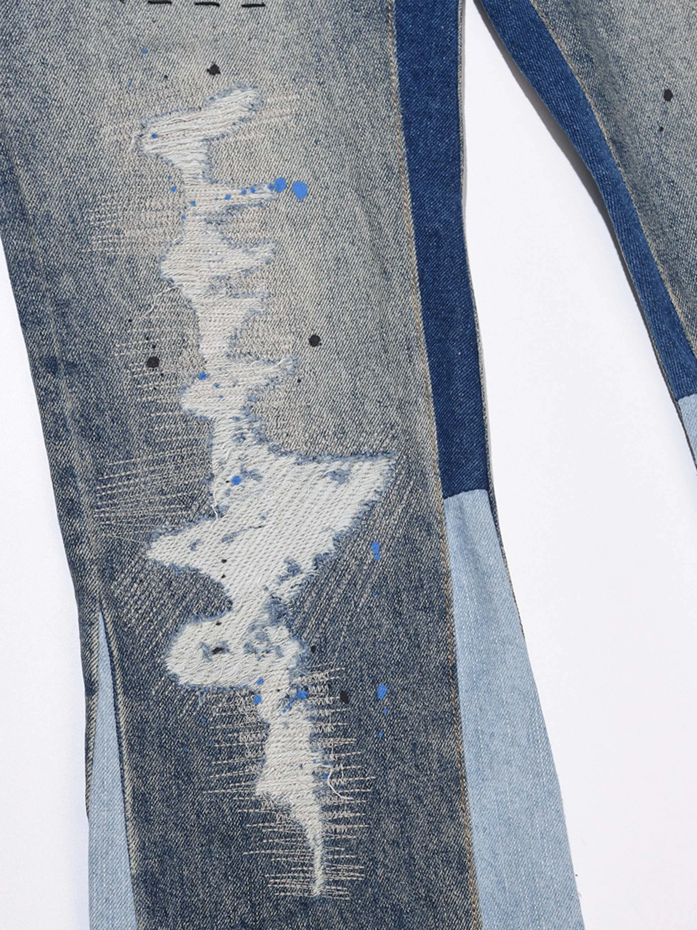 Thesupermade Splashing Ink Patchwork Jeans