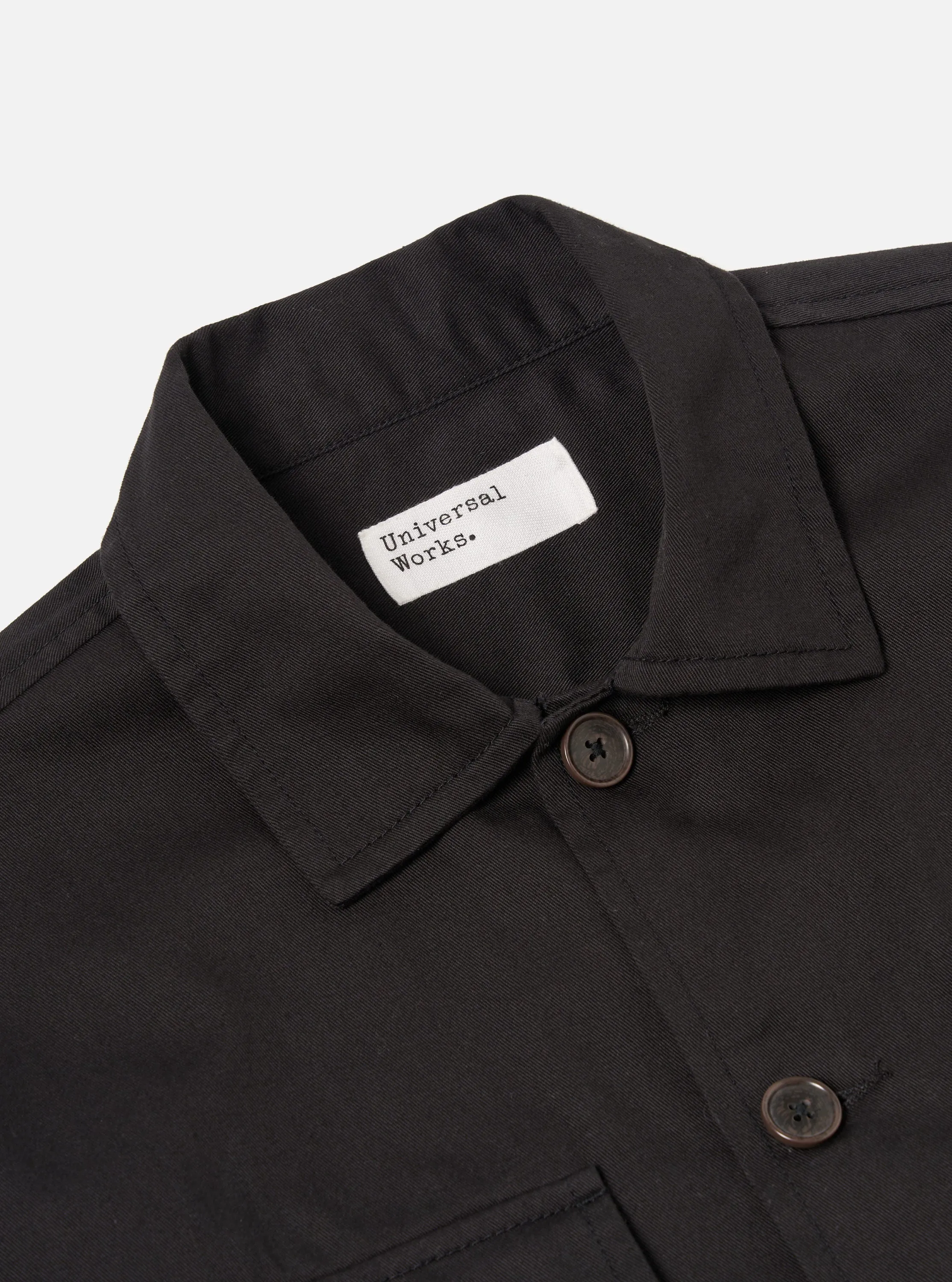 Universal Works Dockside Overshirt in Black Twill