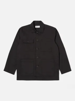 Universal Works Dockside Overshirt in Black Twill