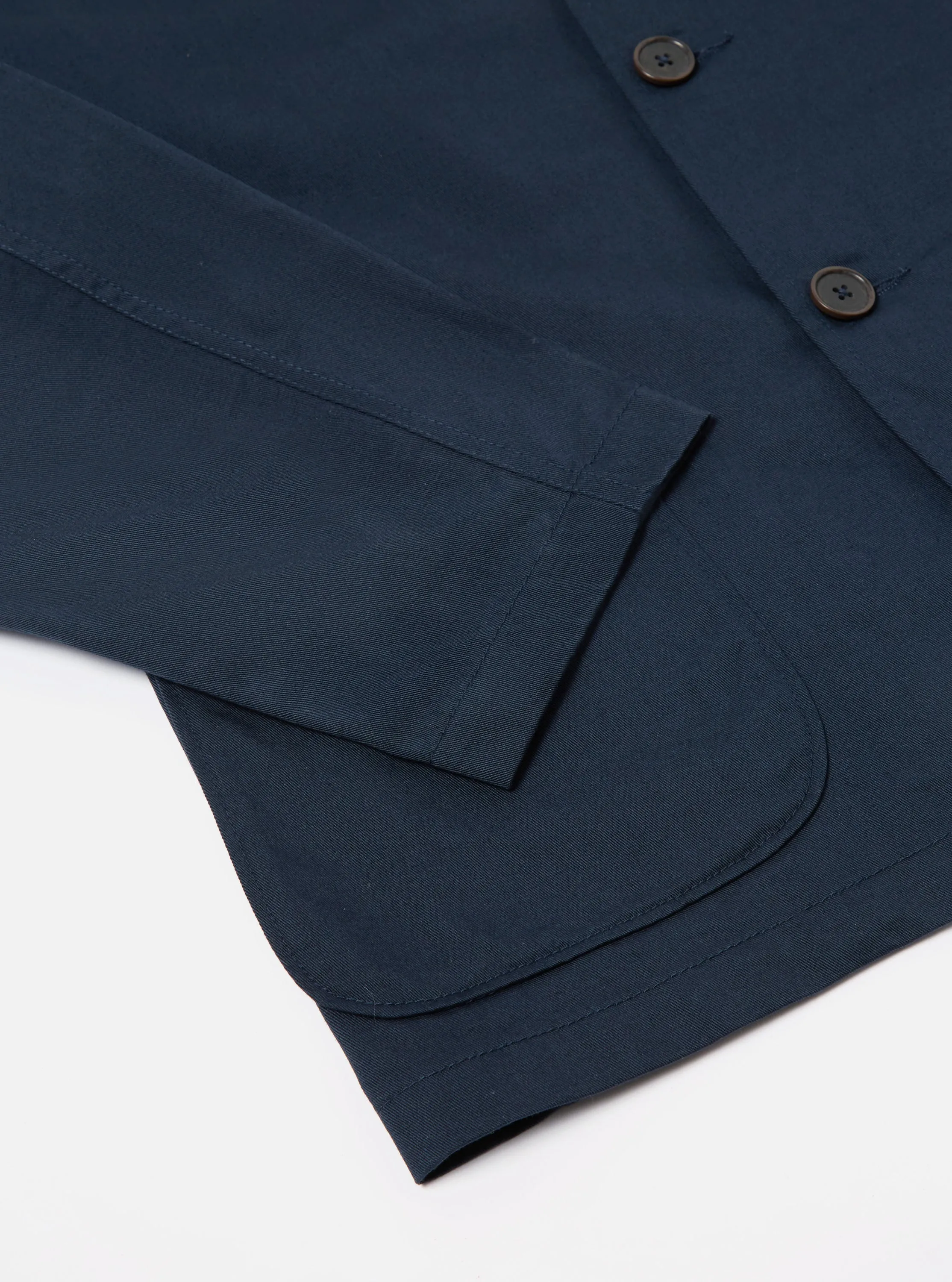 Universal Works Three Button Jacket in Navy Twill