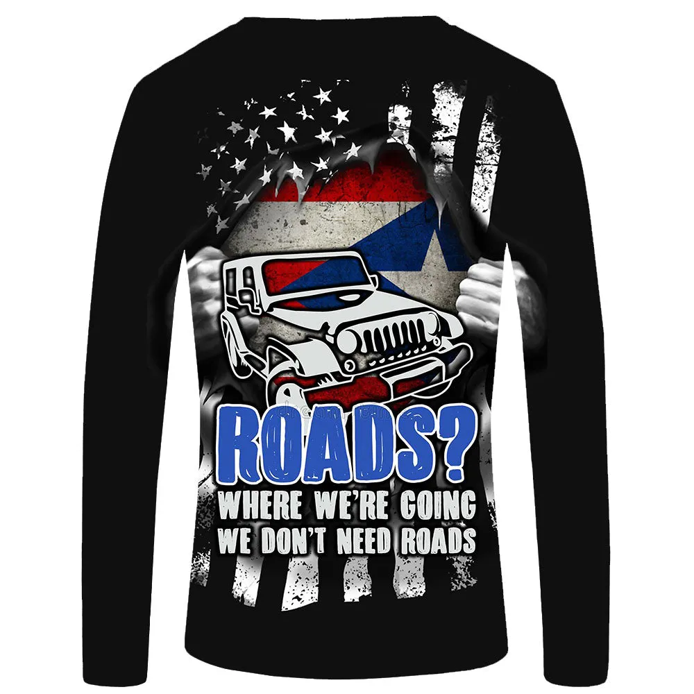 We don't need Roads Puerto Rico Flag - UPF 50  Long Sleeve Shirt