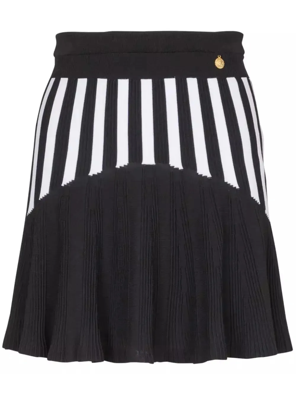 Women’s Black and White Pleated Striped Knit Skirt