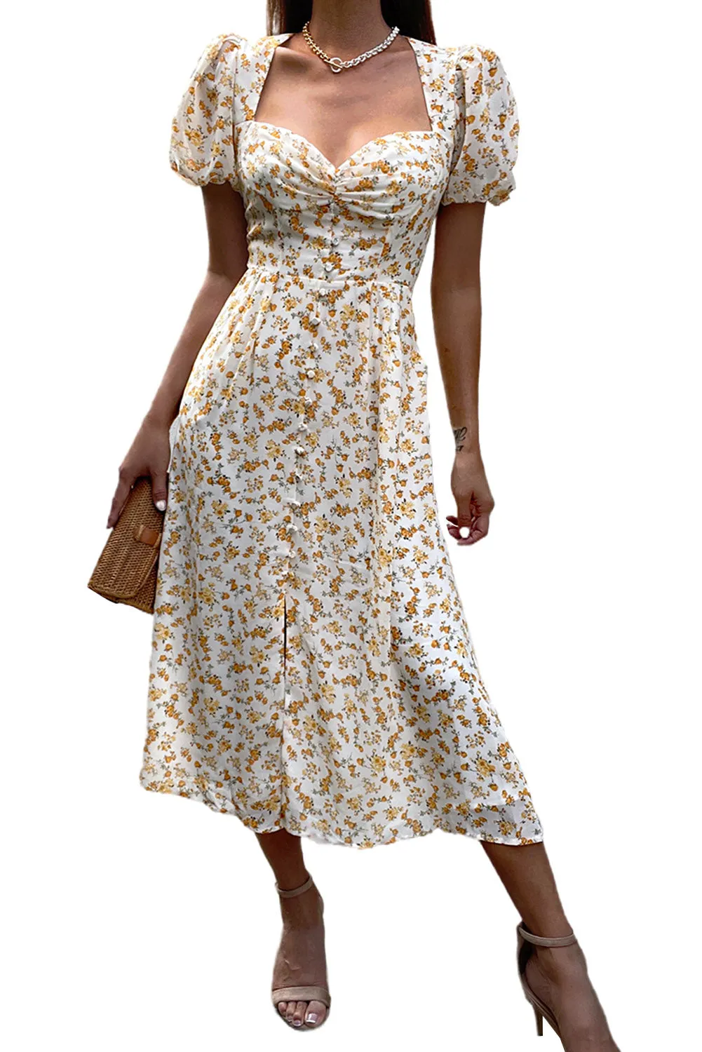 Yellow Floral 90s dress